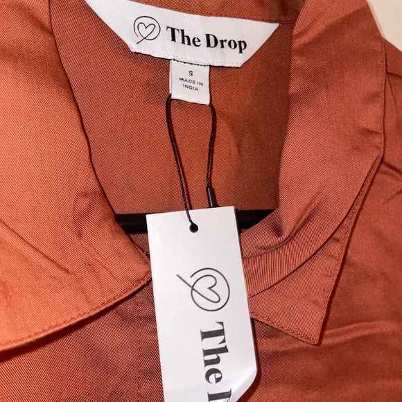 The Drop Women's Ellen Puff-Sleeve Open Back Midi Shirt Dress NWT Small - Picture 10 of 12